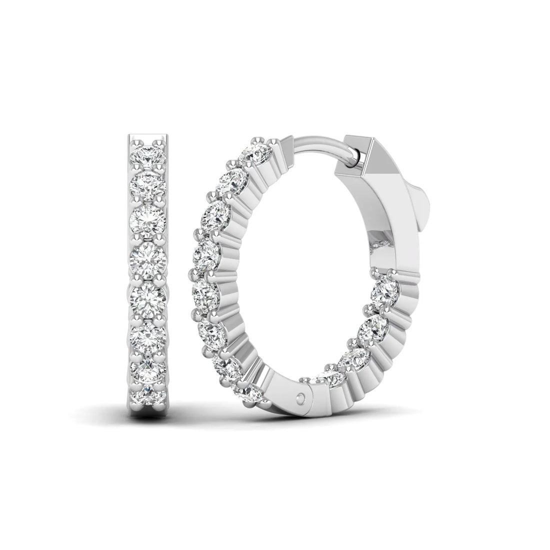 OctaPearl Round Lab Grown Diamond Huggie Hoop Earrings