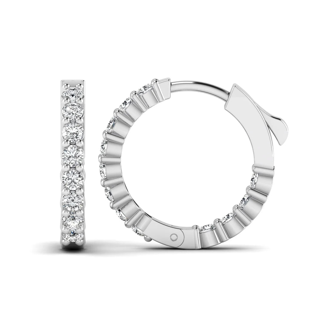 OctaPearl Round Lab Grown Diamond Huggie Hoop Earrings