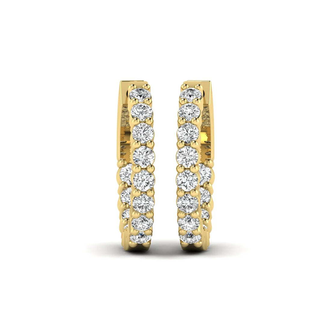 OctaPearl Round Lab Grown Diamond Huggie Hoop Earrings