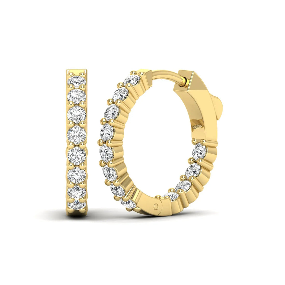 OctaPearl Round Lab Grown Diamond Huggie Hoop Earrings