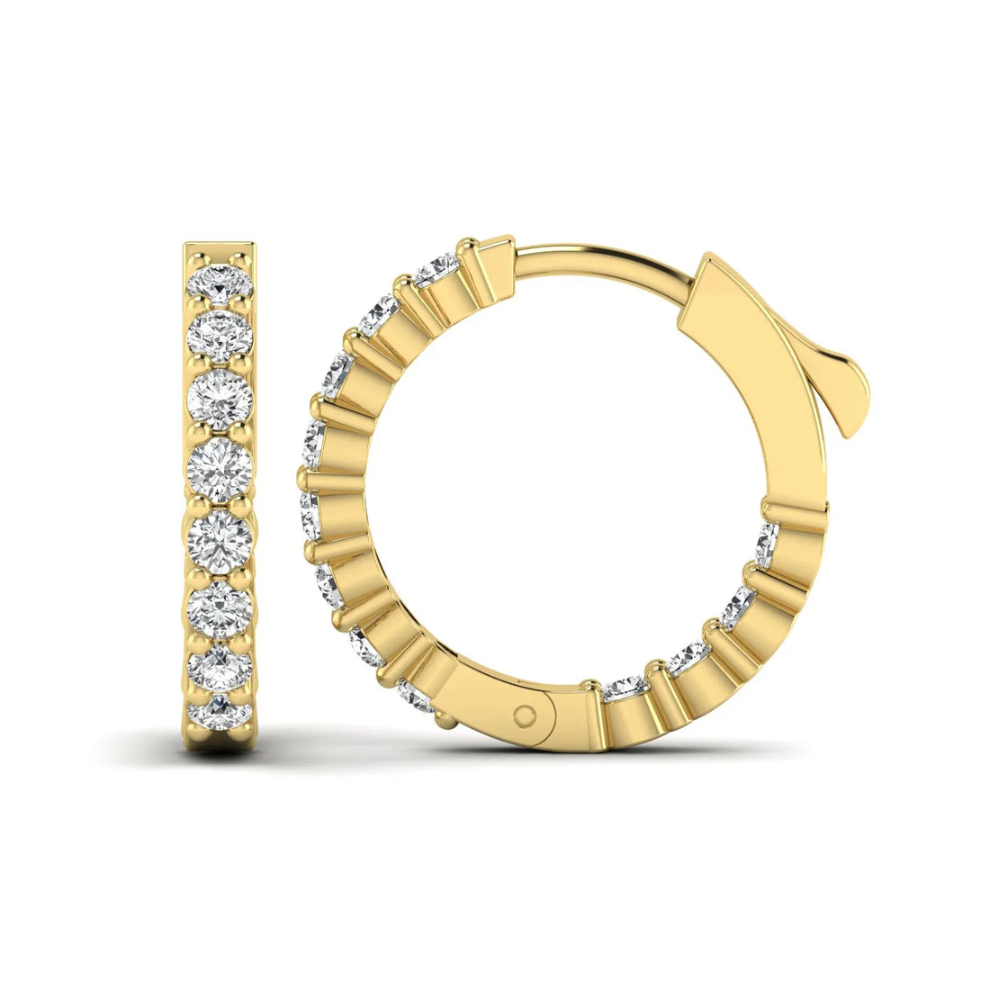 OctaPearl Round Lab Grown Diamond Huggie Hoop Earrings