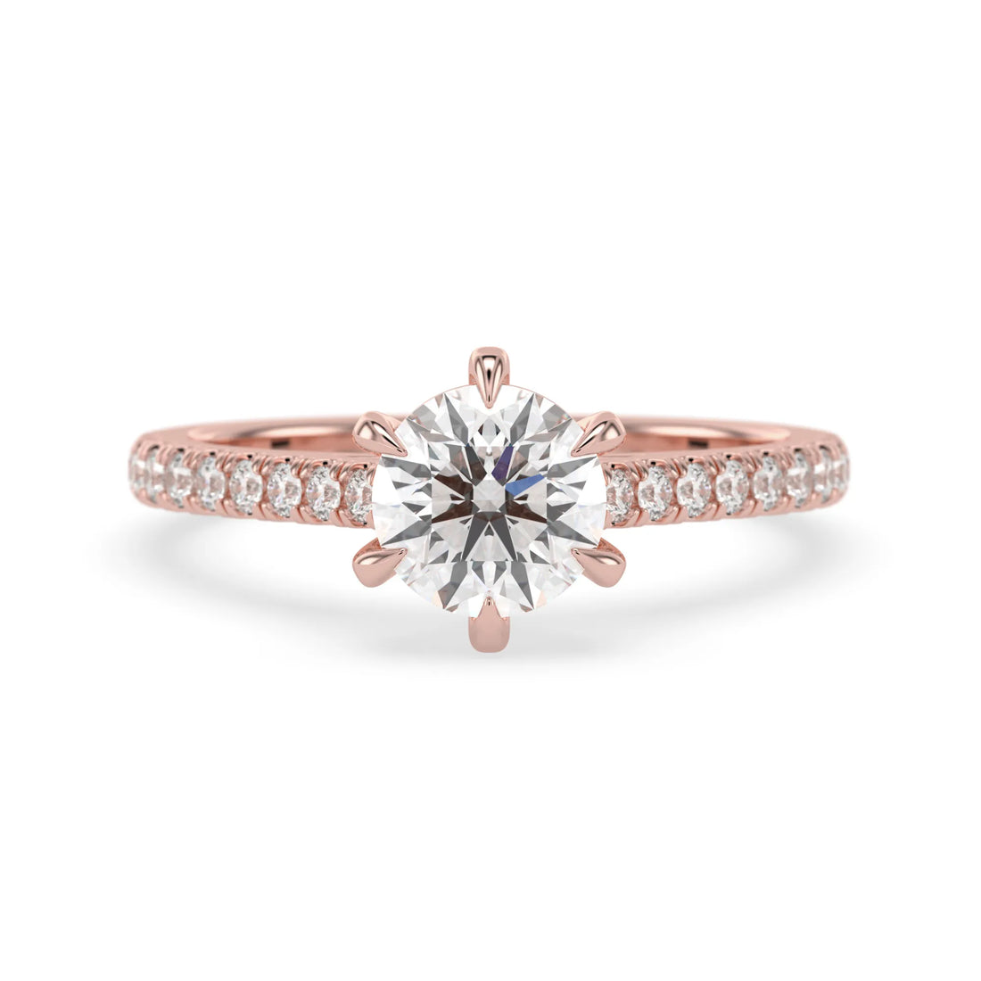 OctaPearl 1.5 ct Round Cut Lab Grown Diamond Pavé Engagement Ring