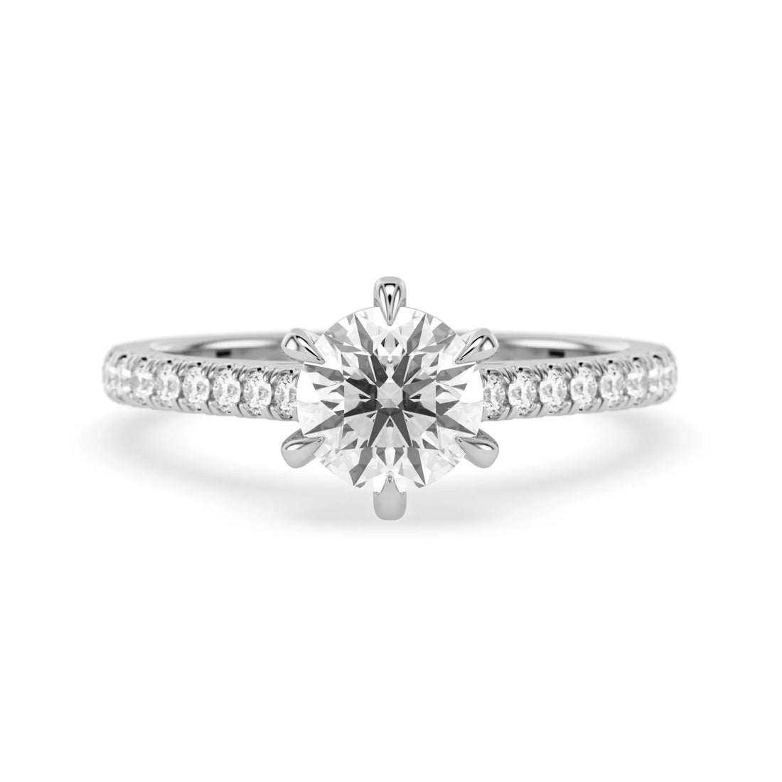 OctaPearl 1.5 ct Round Cut Lab Grown Diamond Pavé Engagement Ring