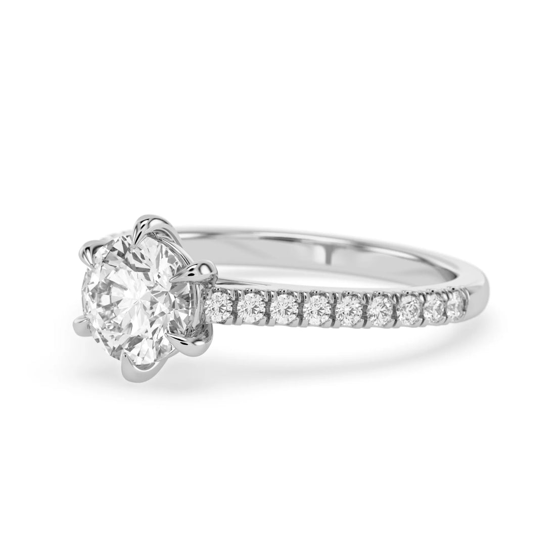 OctaPearl 1.5 ct Round Cut Lab Grown Diamond Pavé Engagement Ring