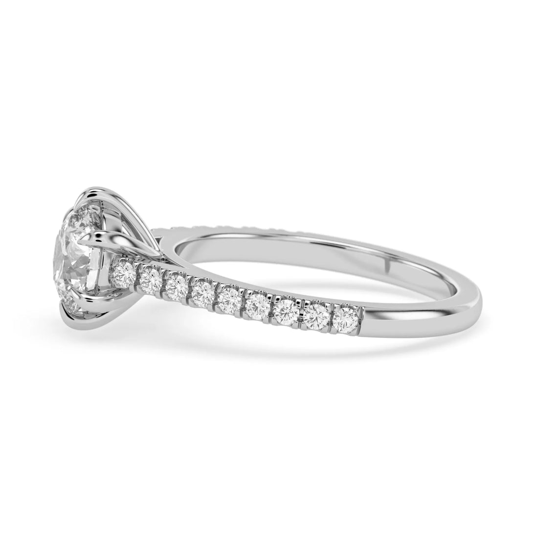 OctaPearl 1.5 ct Round Cut Lab Grown Diamond Pavé Engagement Ring