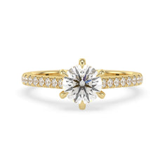 OctaPearl 1.5 ct Round Cut Lab Grown Diamond Pavé Engagement Ring