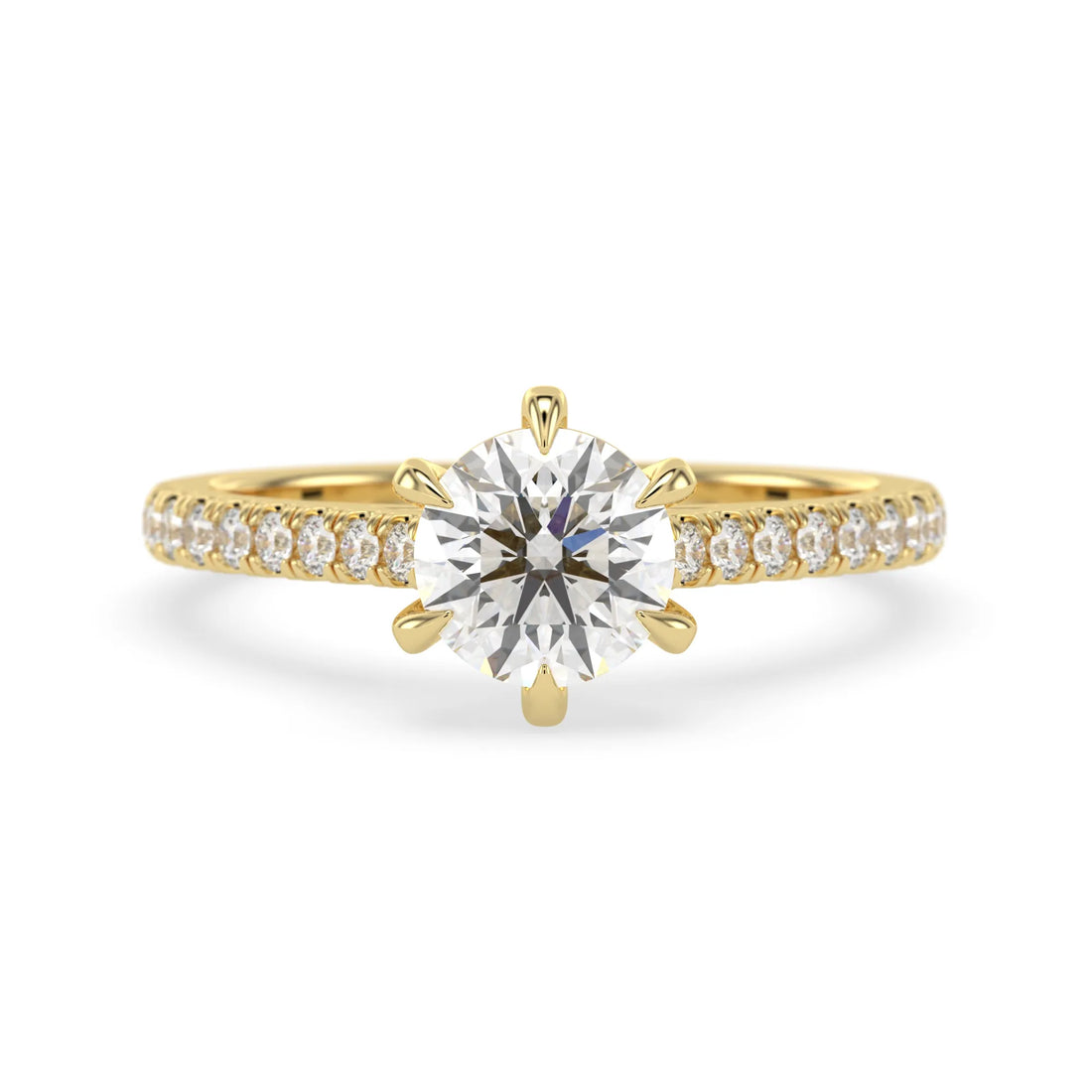 OctaPearl 1.5 ct Round Cut Lab Grown Diamond Pavé Engagement Ring