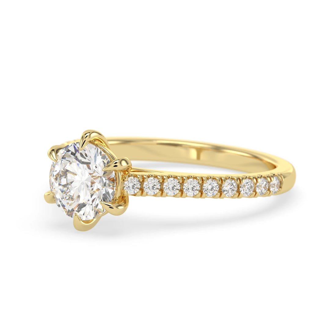 OctaPearl 1.5 ct Round Cut Lab Grown Diamond Pavé Engagement Ring