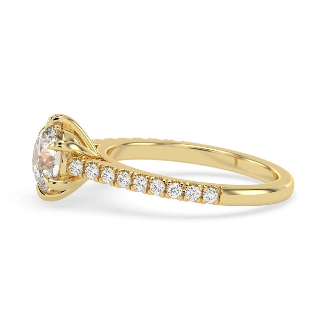 OctaPearl 1.5 ct Round Cut Lab Grown Diamond Pavé Engagement Ring