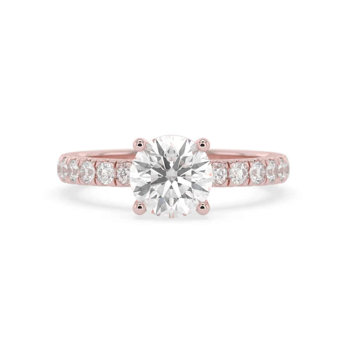 OctaPearl 2 ct Round Lab Grown Diamond Pavé Engagement Ring