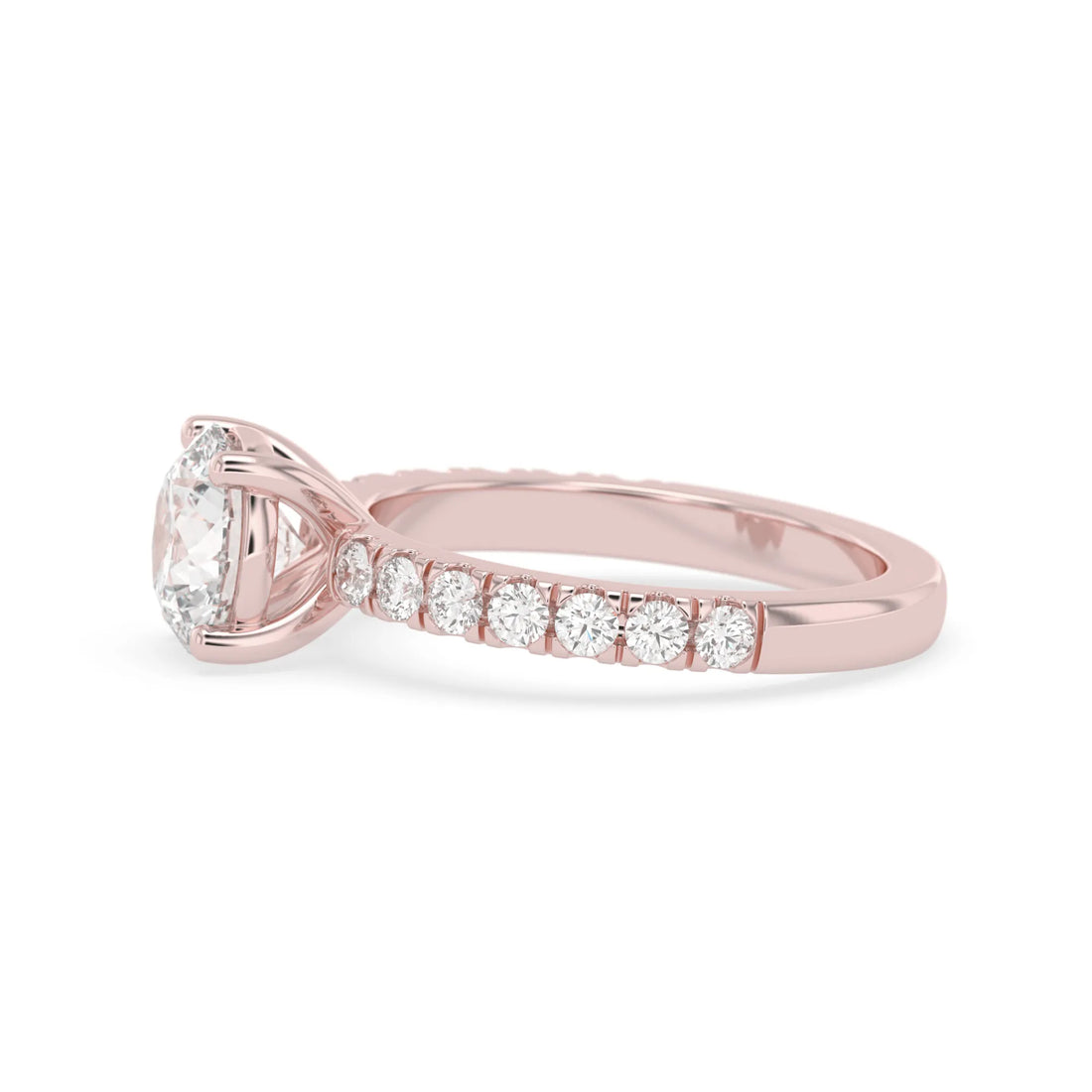 OctaPearl 2 ct Round Lab Grown Diamond Pavé Engagement Ring