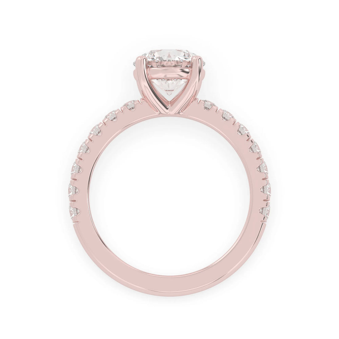 OctaPearl 2 ct Round Lab Grown Diamond Pavé Engagement Ring