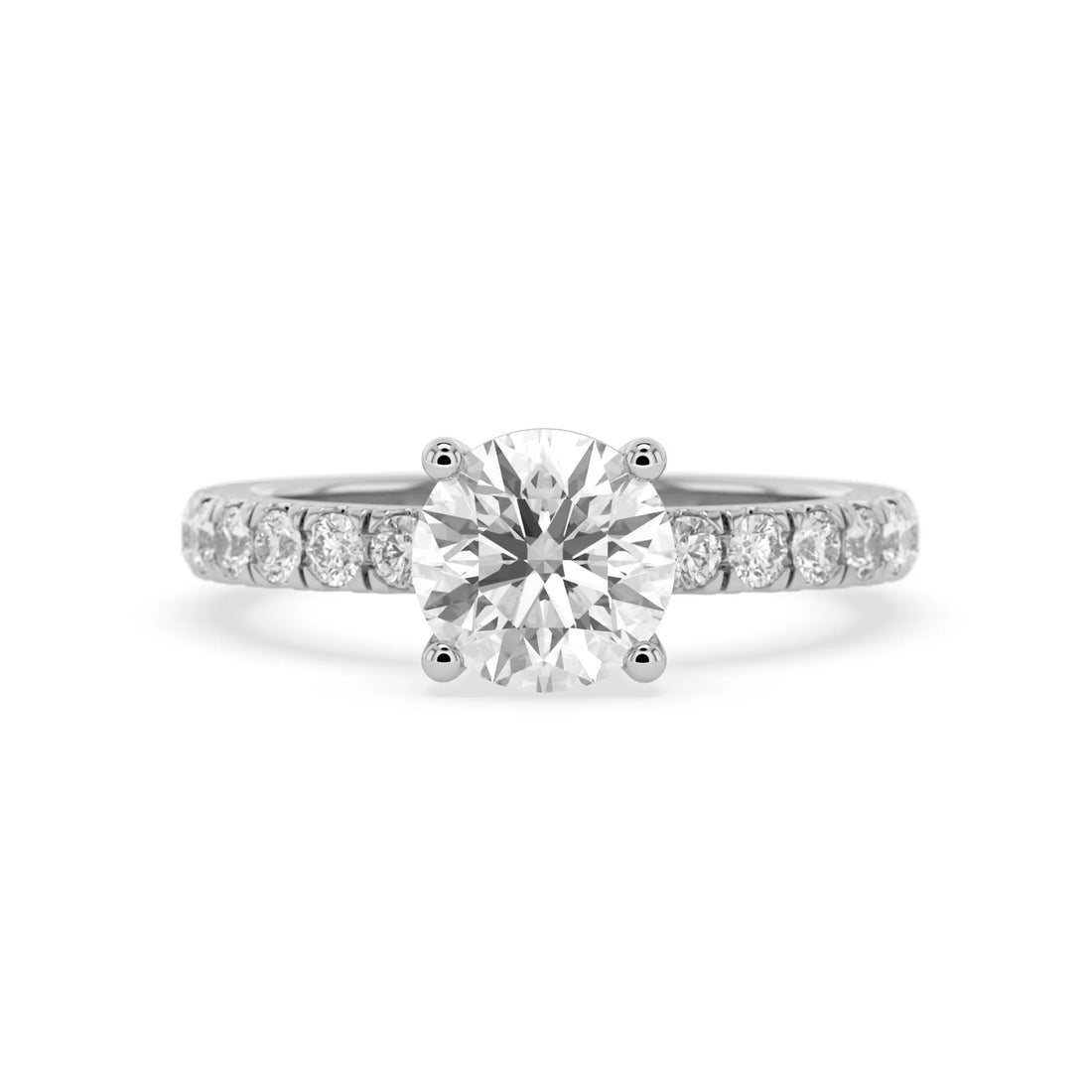 OctaPearl 2 ct Round Lab Grown Diamond Pavé Engagement Ring