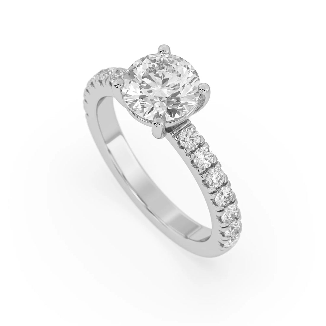 OctaPearl 2 ct Round Lab Grown Diamond Pavé Engagement Ring