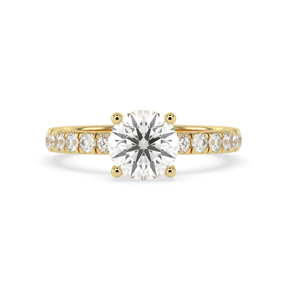 OctaPearl 2 ct Round Lab Grown Diamond Pavé Engagement Ring