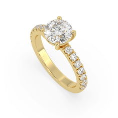 OctaPearl 2 ct Round Lab Grown Diamond Pavé Engagement Ring - alternate view