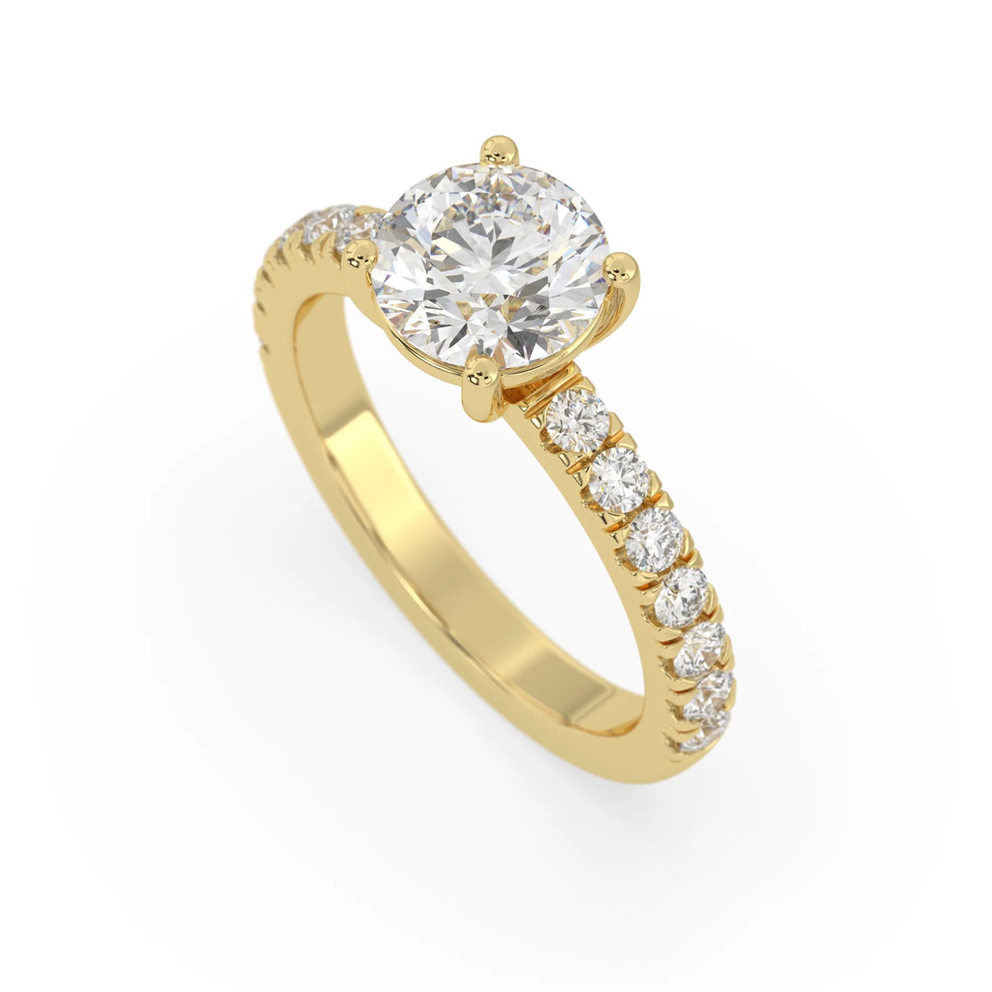 OctaPearl 2 ct Round Lab Grown Diamond Pavé Engagement Ring
