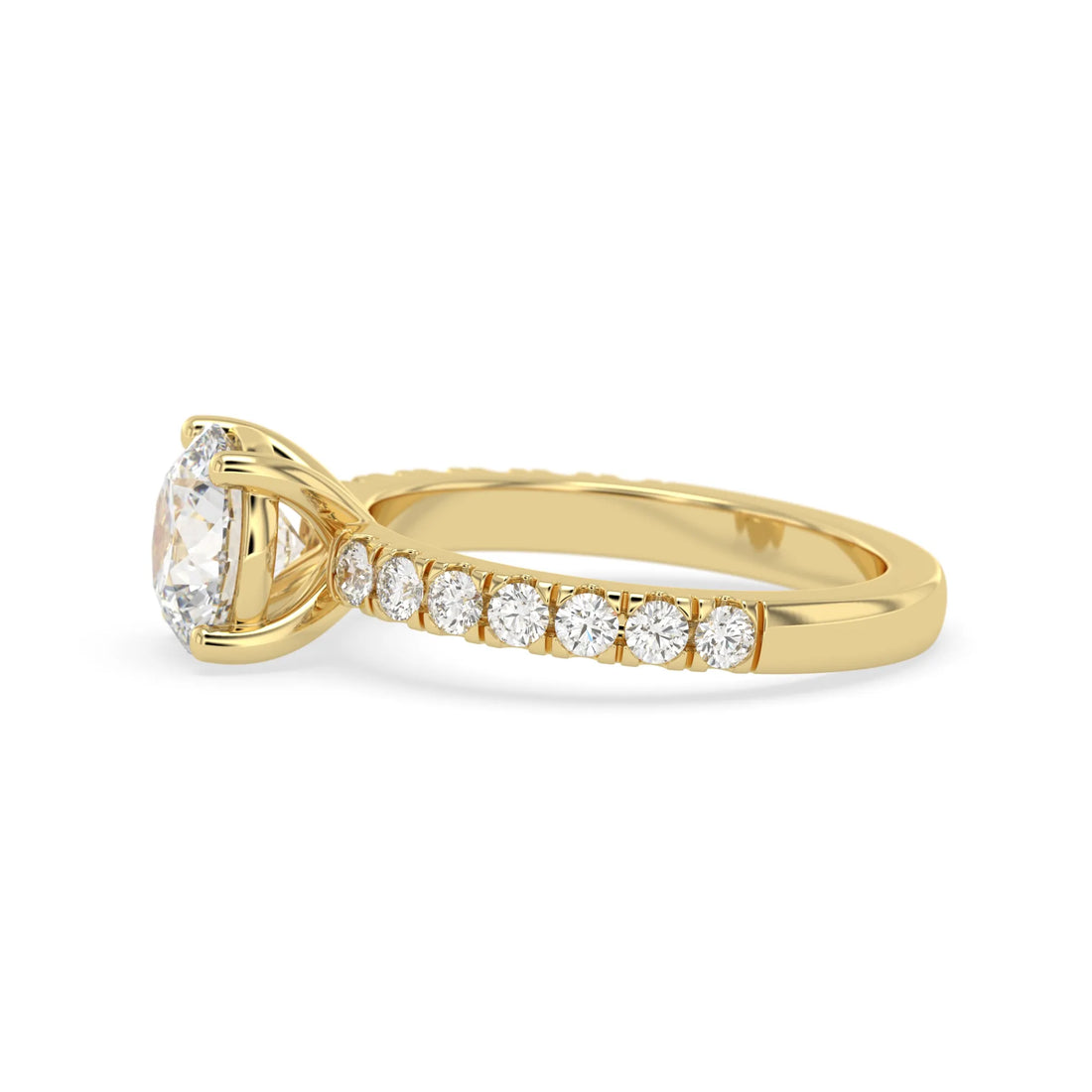 OctaPearl 2 ct Round Lab Grown Diamond Pavé Engagement Ring