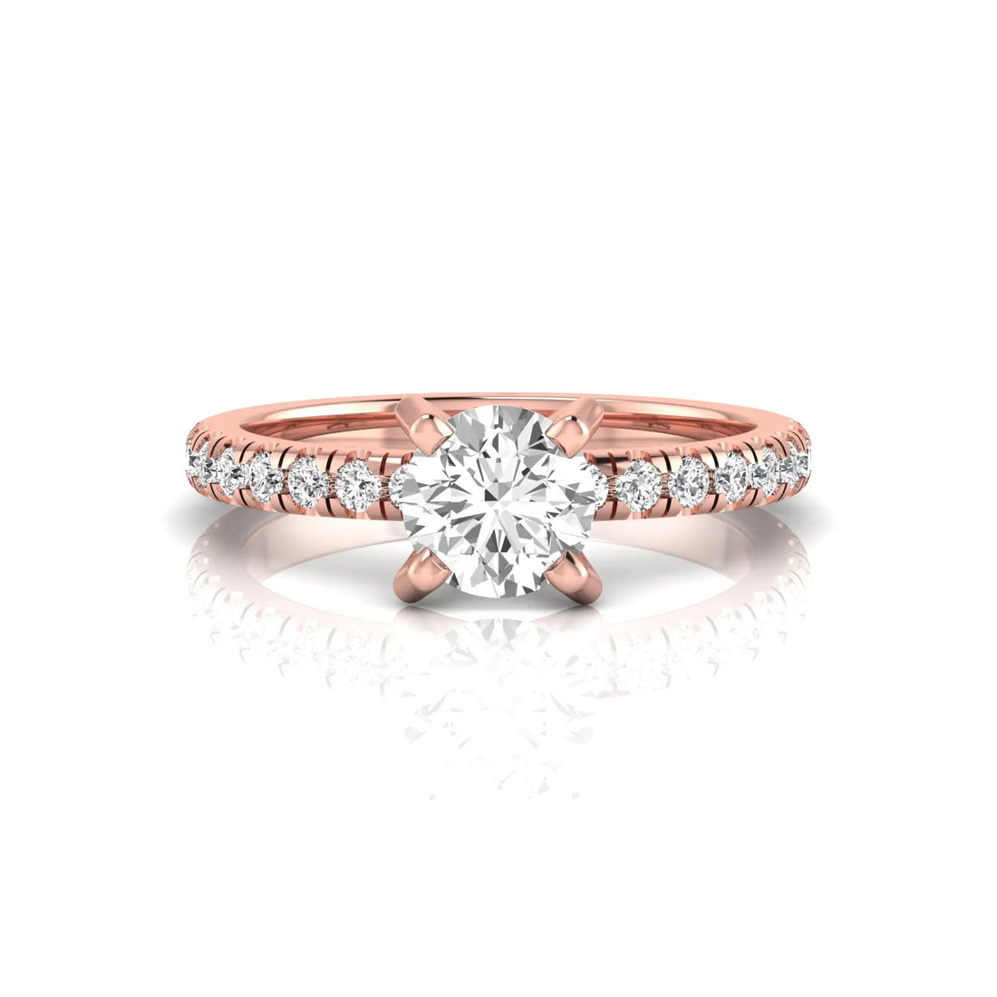 OctaPearl 1 ct Round Lab Grown Diamond Pavé Solitaire Engagement Ring