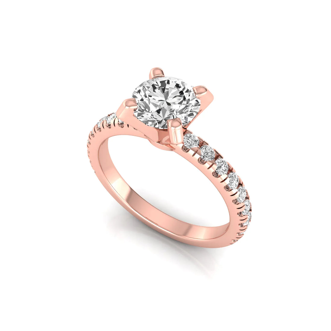 OctaPearl 1 ct Round Lab Grown Diamond Pavé Solitaire Engagement Ring