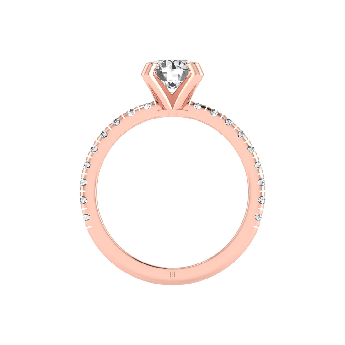 OctaPearl 1 ct Round Lab Grown Diamond Pavé Solitaire Engagement Ring