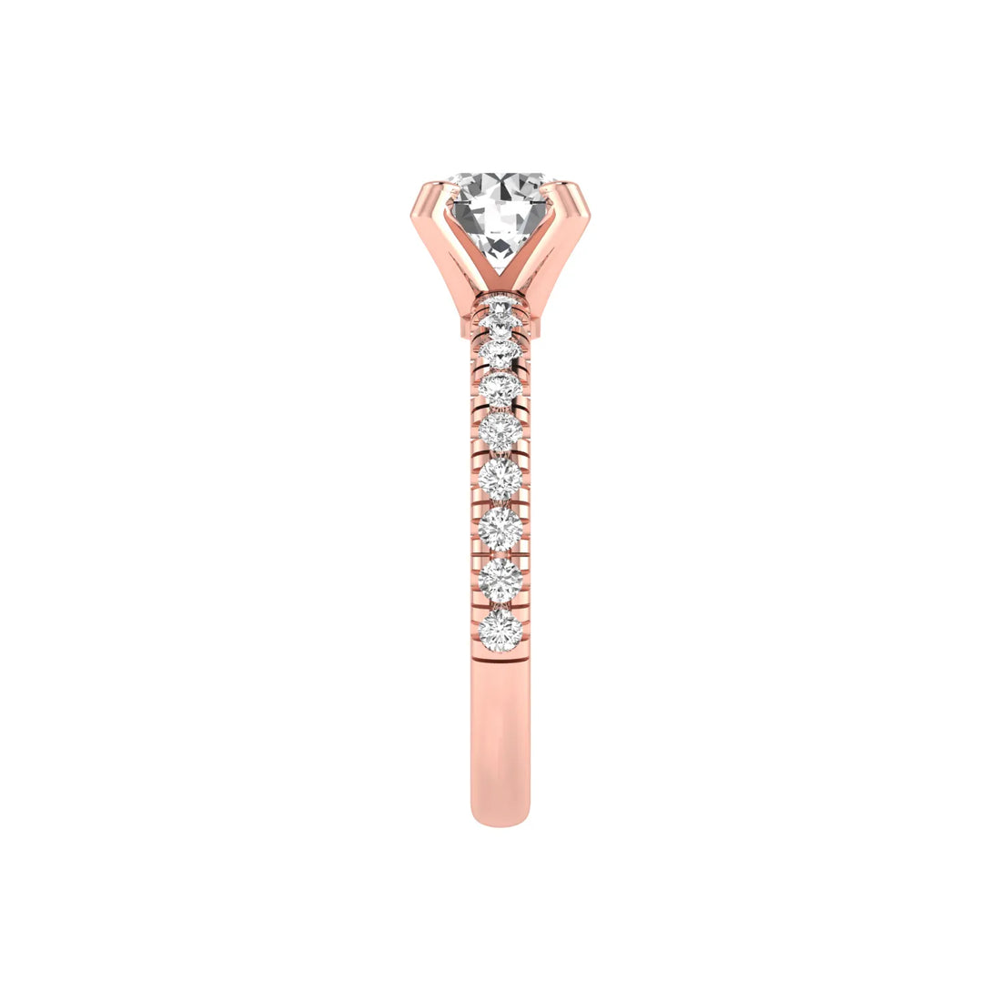 OctaPearl 1 ct Round Lab Grown Diamond Pavé Solitaire Engagement Ring