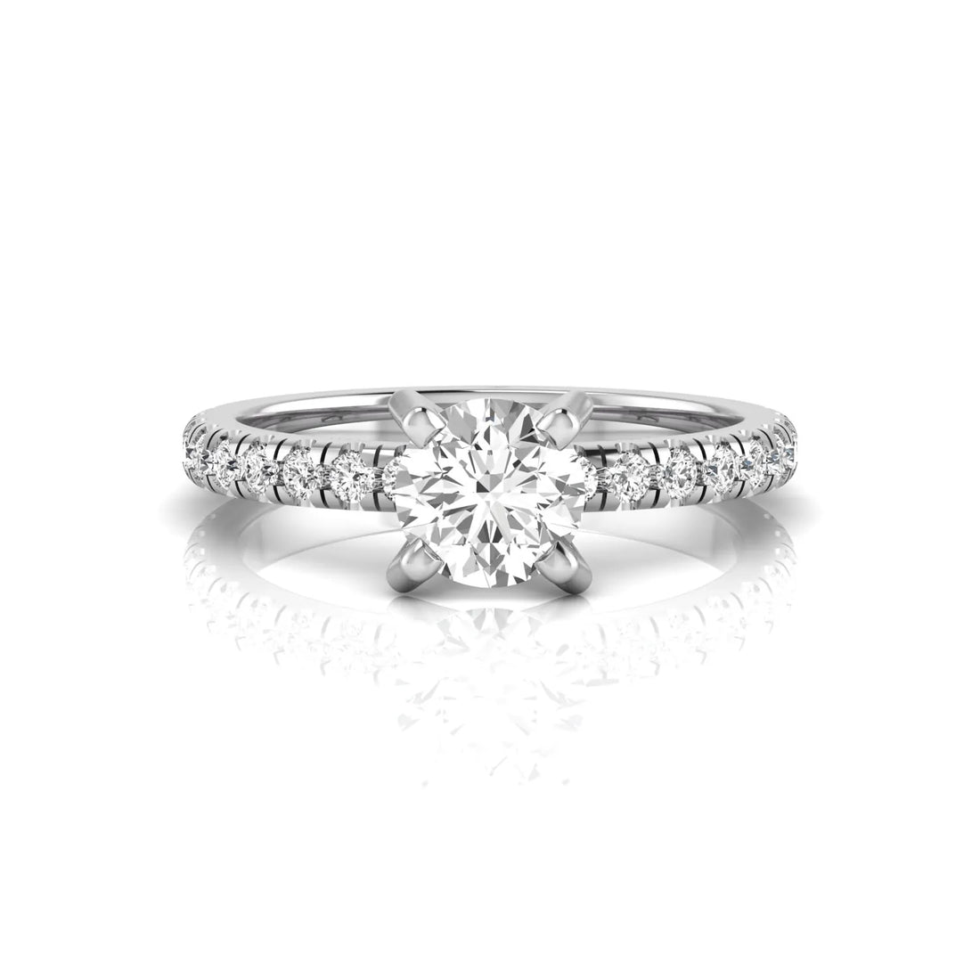 OctaPearl 1 ct Round Lab Grown Diamond Pavé Solitaire Engagement Ring