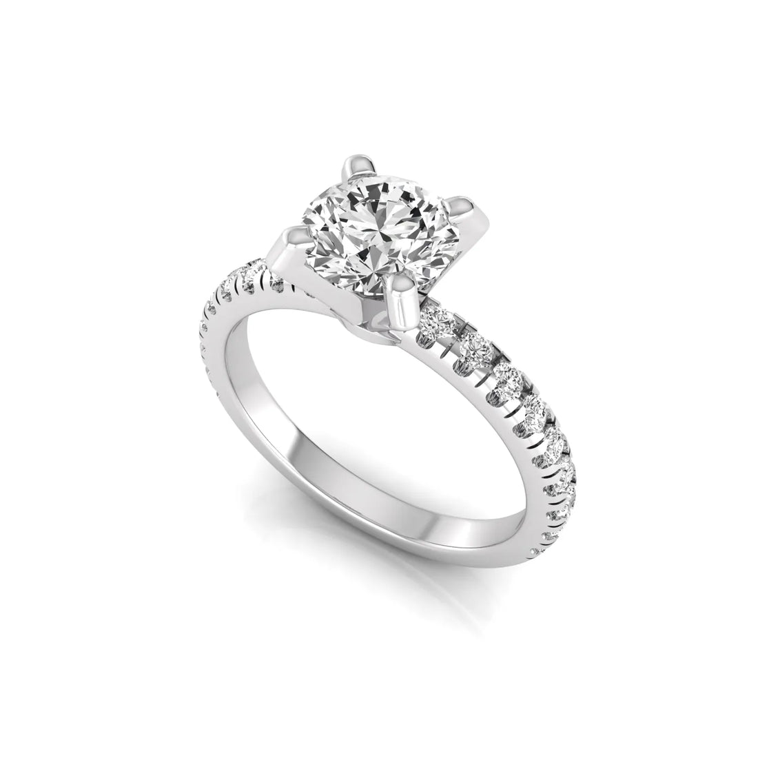 OctaPearl 1 ct Round Lab Grown Diamond Pavé Solitaire Engagement Ring