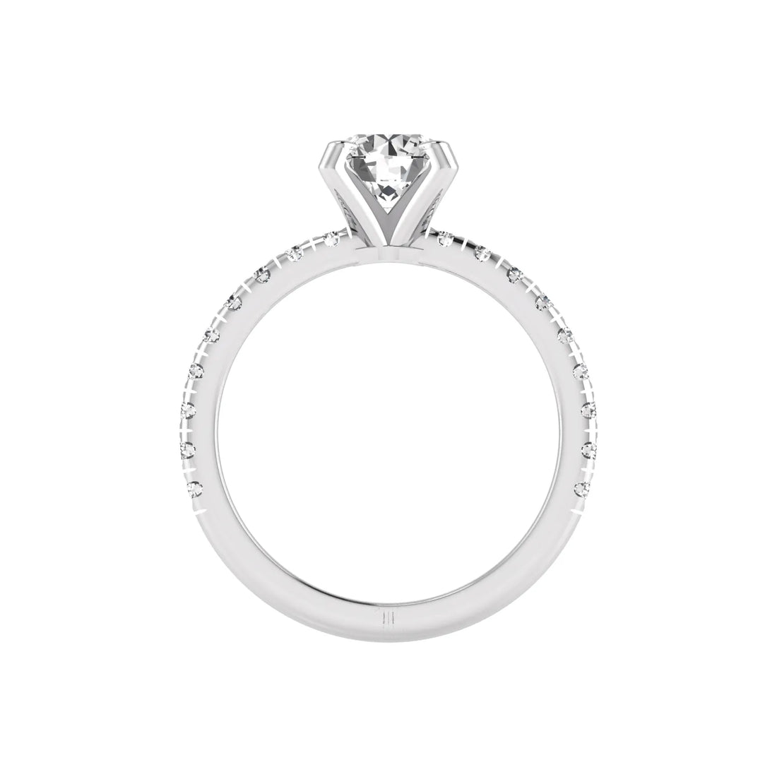OctaPearl 1 ct Round Lab Grown Diamond Pavé Solitaire Engagement Ring