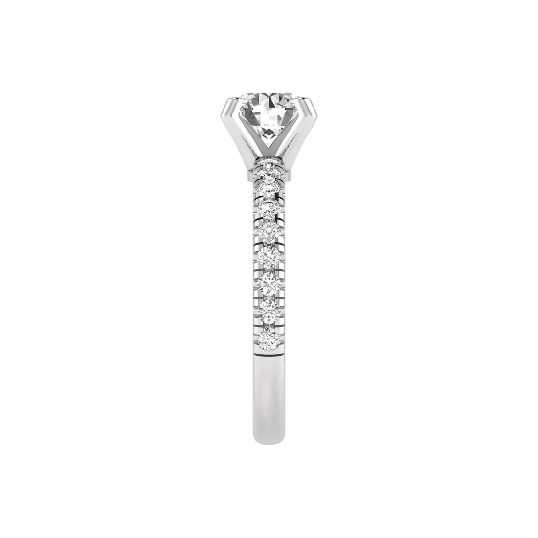 OctaPearl 1 ct Round Lab Grown Diamond Pavé Solitaire Engagement Ring