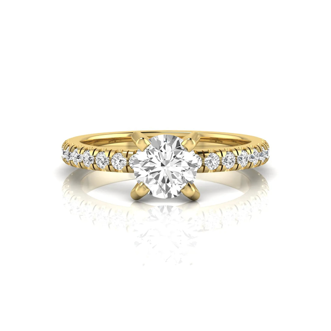 OctaPearl 1 ct Round Lab Grown Diamond Pavé Solitaire Engagement Ring