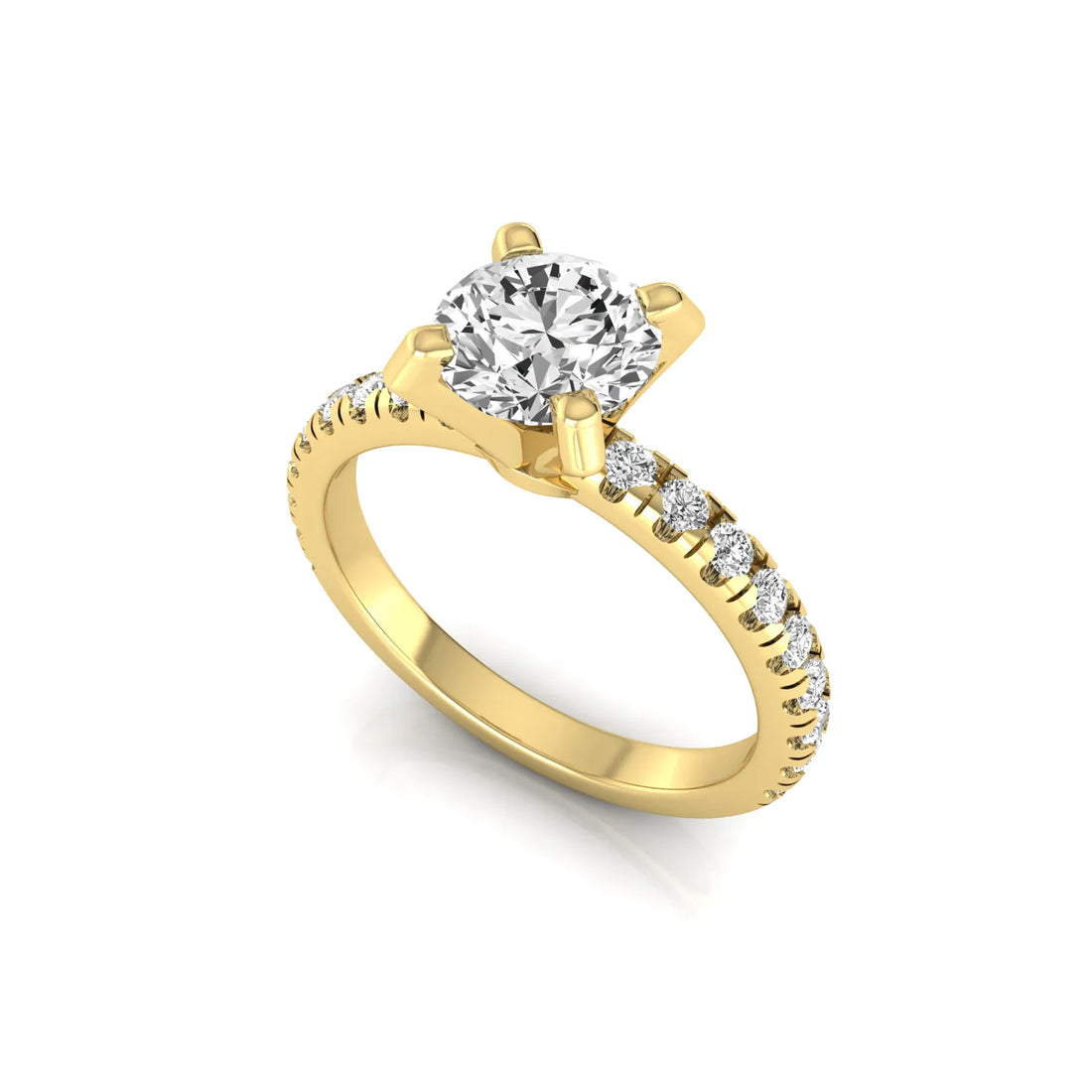 OctaPearl 1 ct Round Lab Grown Diamond Pavé Solitaire Engagement Ring