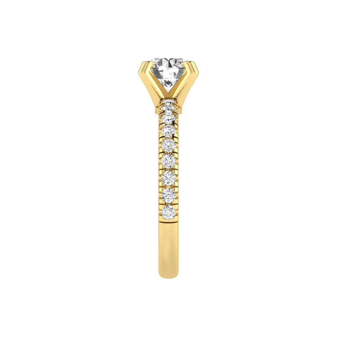 OctaPearl 1 ct Round Lab Grown Diamond Pavé Solitaire Engagement Ring