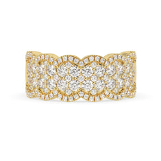 OctaPearl Multi Row Pave Lab Grown Diamond Scalloped Engagement Wide Band Ring