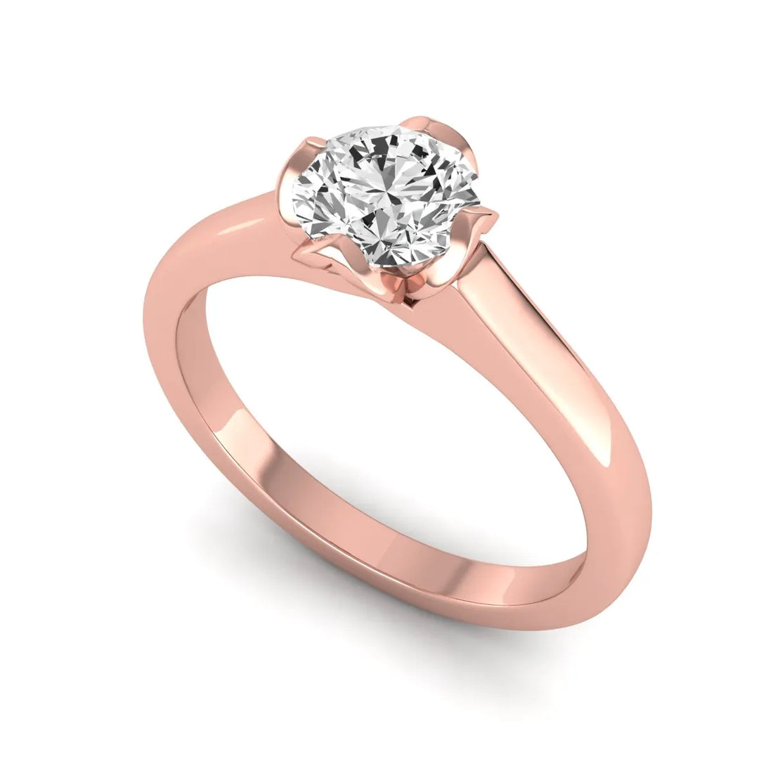 OctaPearl 1 ct Round Cut Lab Grown Diamond Solitaire Engagement Ring
