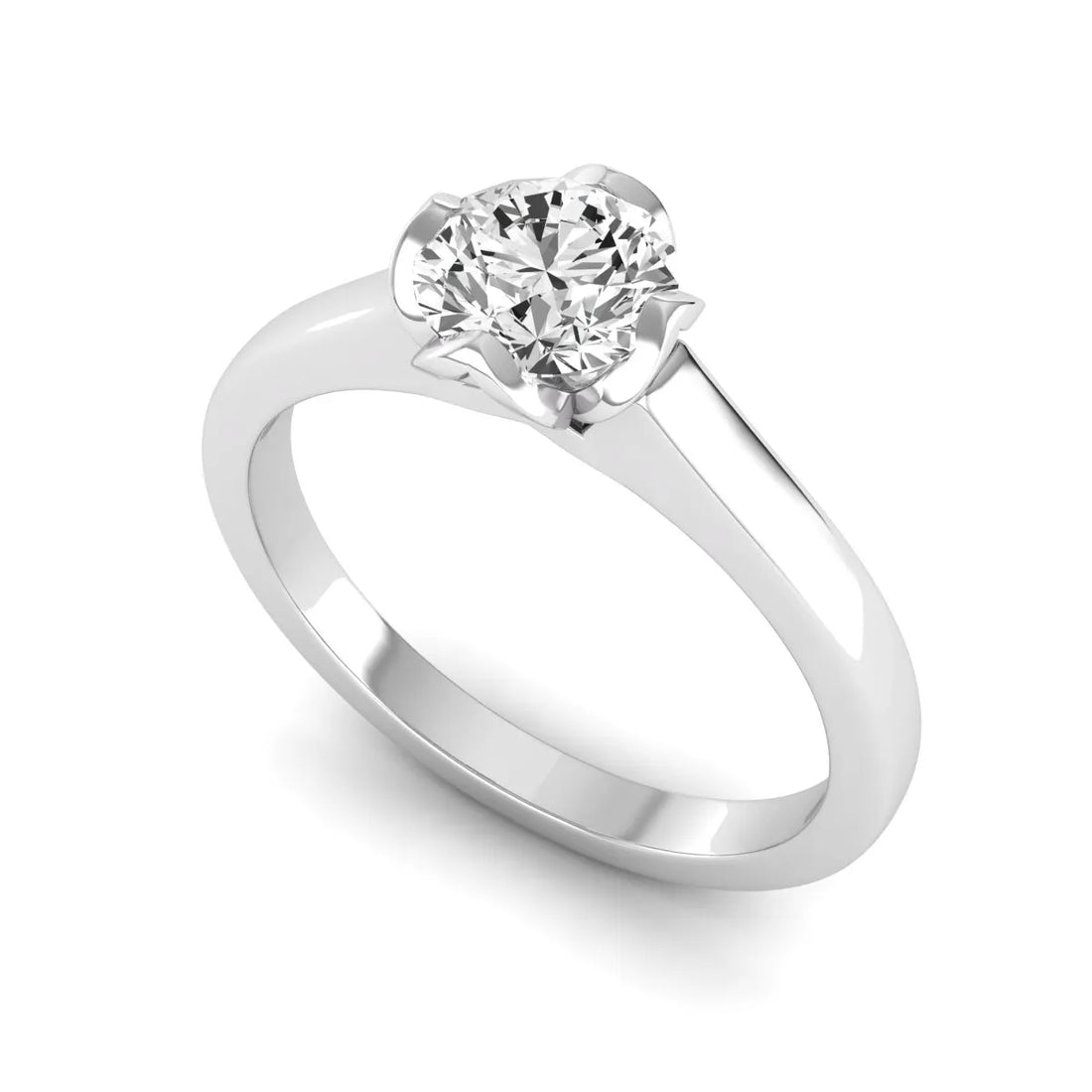 OctaPearl 1 ct Round Cut Lab Grown Diamond Solitaire Engagement Ring