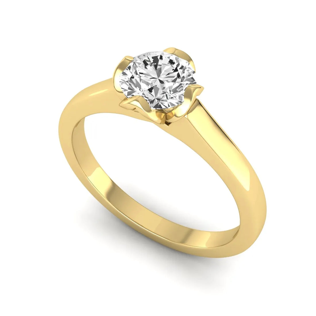 OctaPearl 1 ct Round Cut Lab Grown Diamond Solitaire Engagement Ring