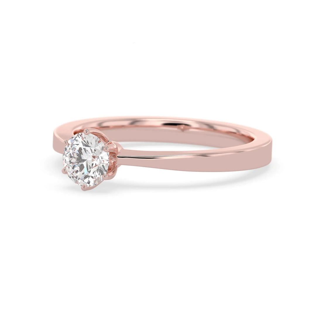 OctaPearl Round Lab Grown Diamond Solitaire Engagement Ring