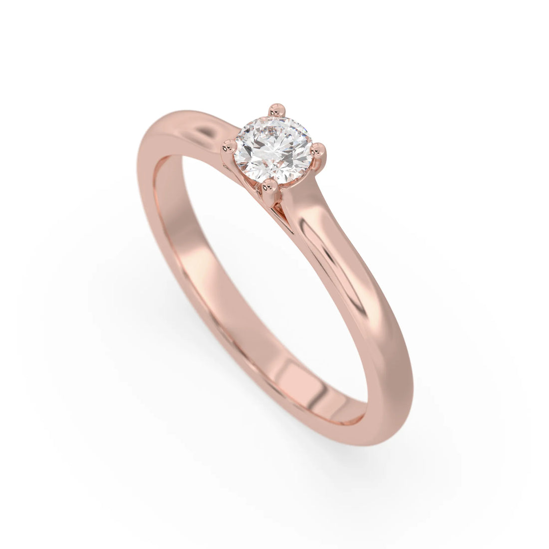 OctaPearl Round Cut Lab Grown Diamond Minimalist Solitaire Engagement Ring