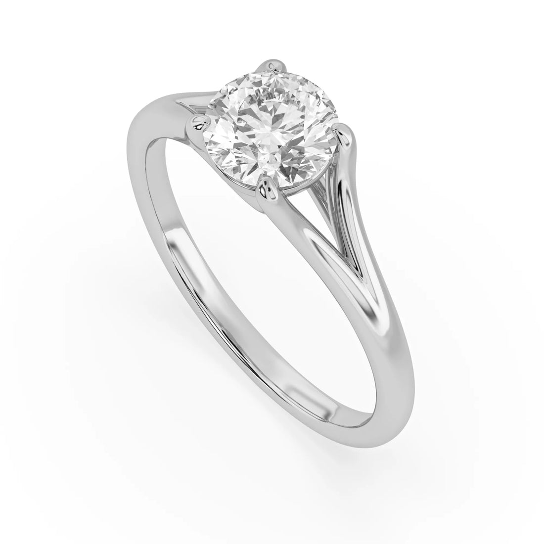 OctaPearl 1.5 ct Round Cut Lab Grown Diamond Split Shank Solitaire Engagement Ring