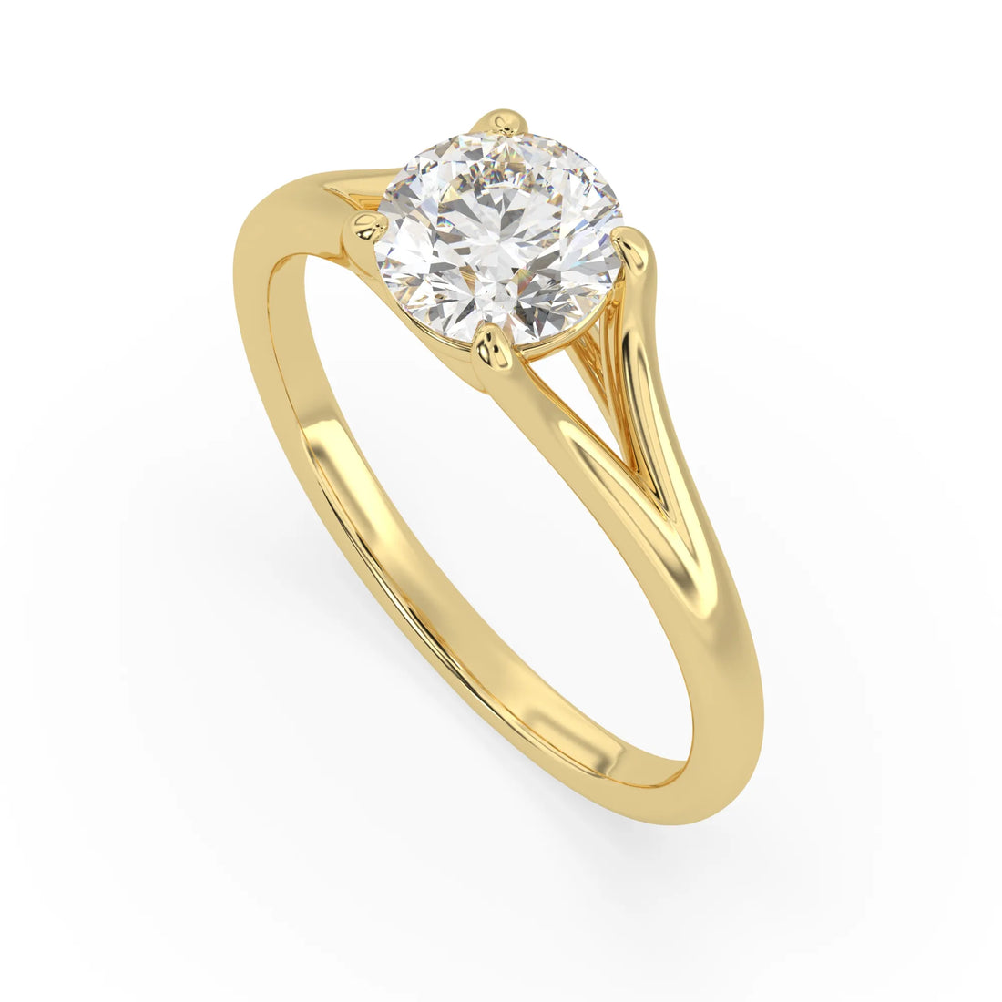 OctaPearl 1.5 ct Round Cut Lab Grown Diamond Split Shank Solitaire Engagement Ring