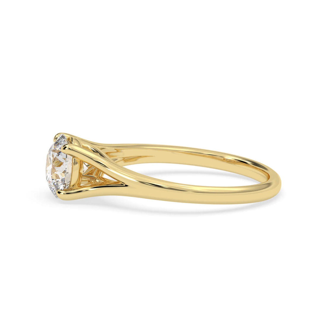 OctaPearl 1.5 ct Round Cut Lab Grown Diamond Split Shank Solitaire Engagement Ring