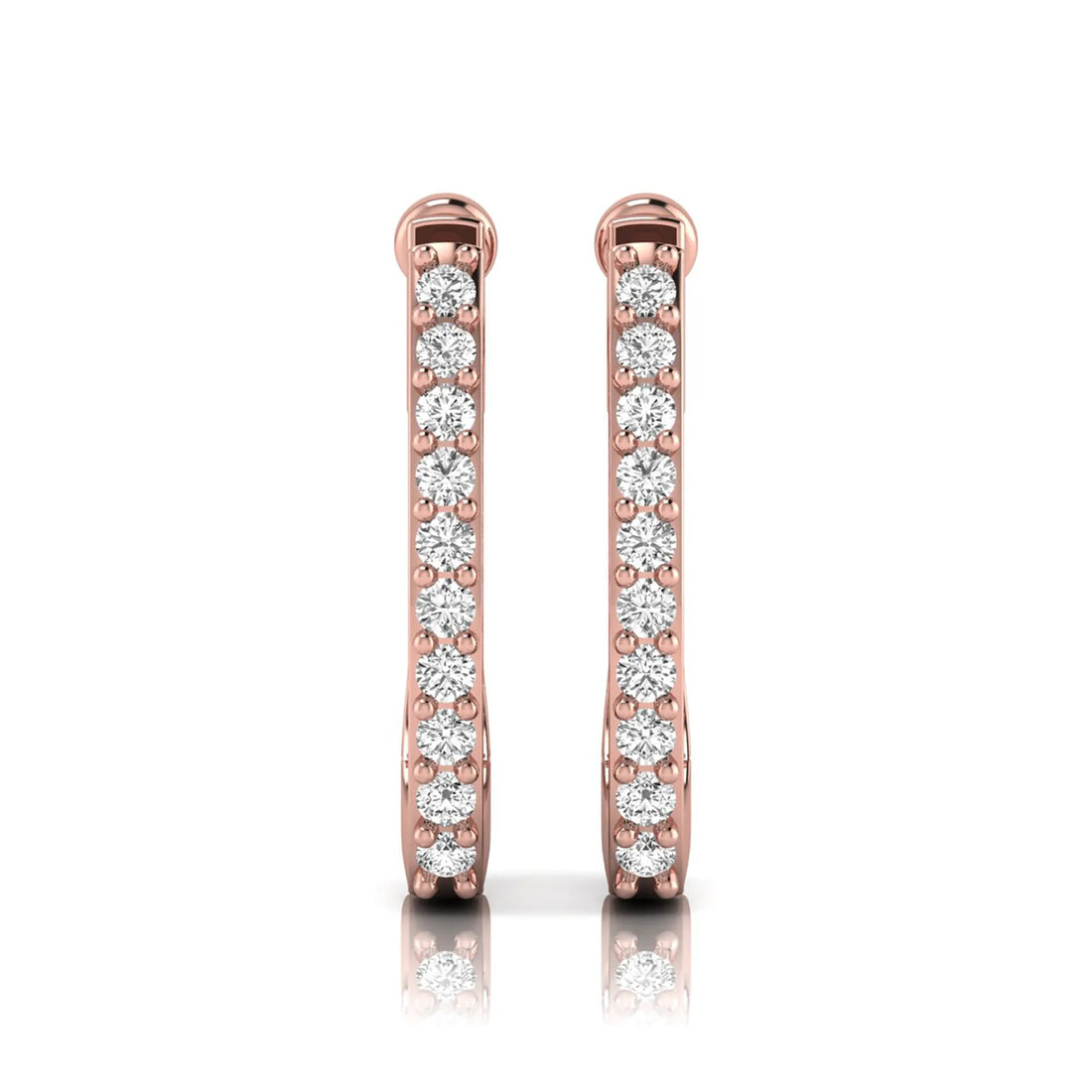 OctaPearl Round Lab Grown Diamond Square Huggie Hoop Earrings