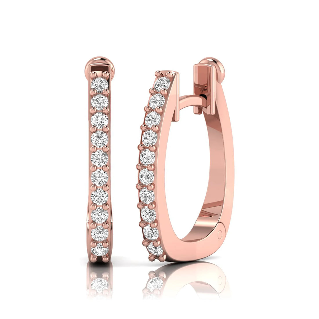 OctaPearl Round Lab Grown Diamond Square Huggie Hoop Earrings