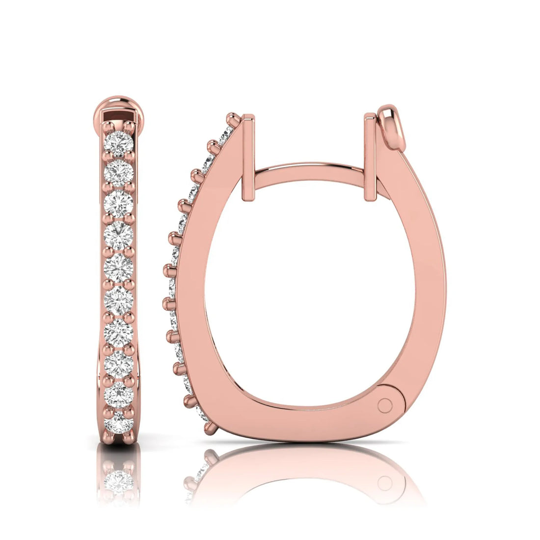 OctaPearl Round Lab Grown Diamond Square Huggie Hoop Earrings