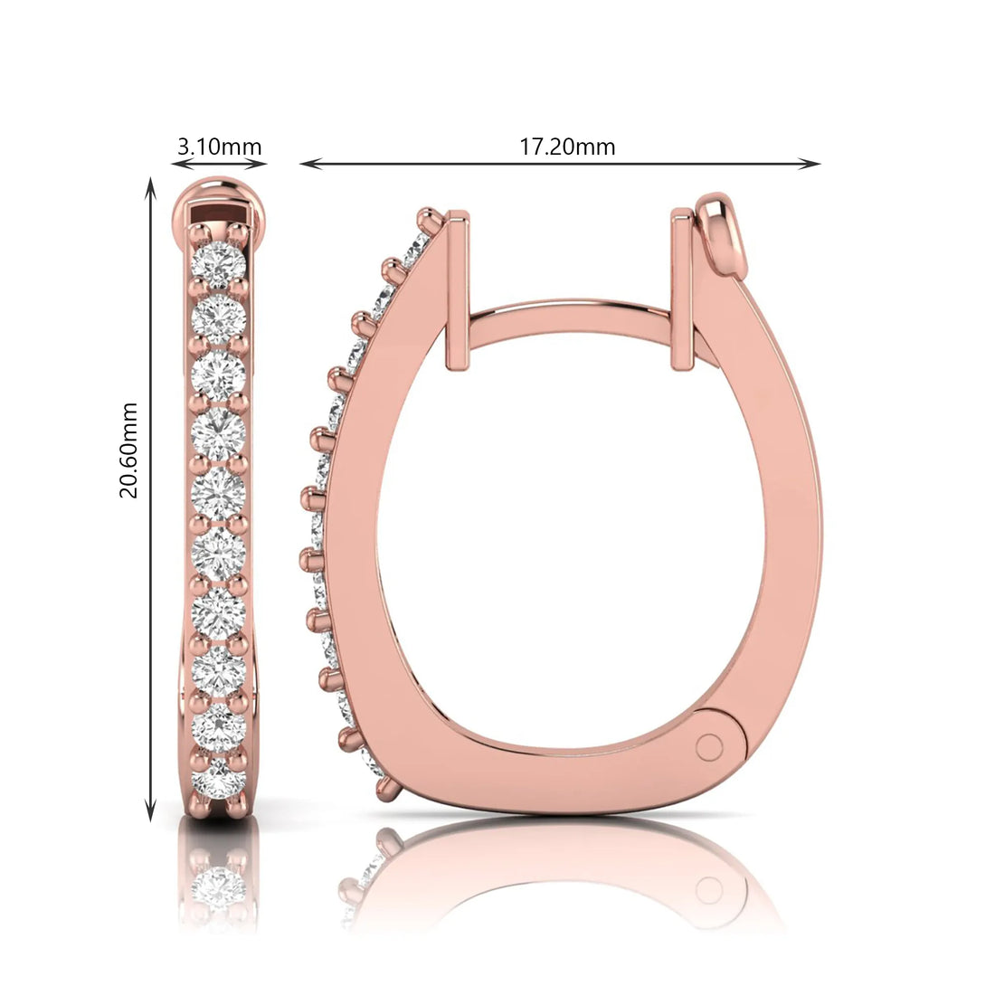 OctaPearl Round Lab Grown Diamond Square Huggie Hoop Earrings