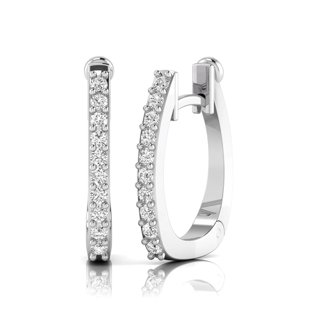 OctaPearl Round Lab Grown Diamond Square Huggie Hoop Earrings