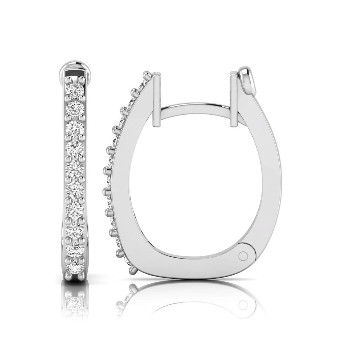 OctaPearl Round Lab Grown Diamond Square Huggie Hoop Earrings