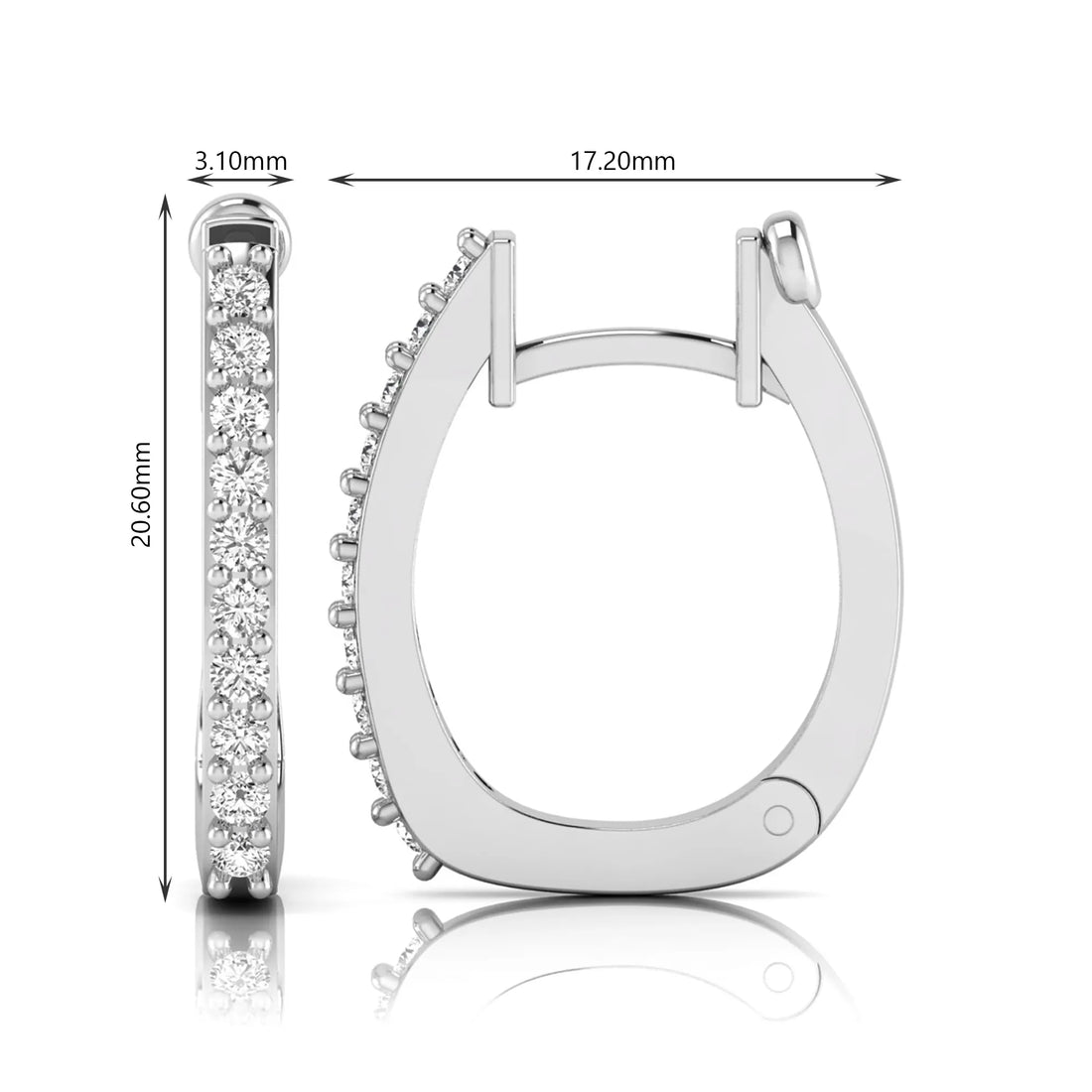 OctaPearl Round Lab Grown Diamond Square Huggie Hoop Earrings