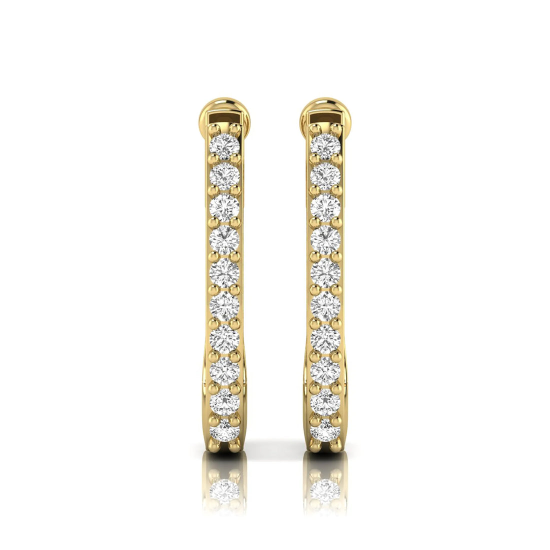 OctaPearl Round Lab Grown Diamond Square Huggie Hoop Earrings
